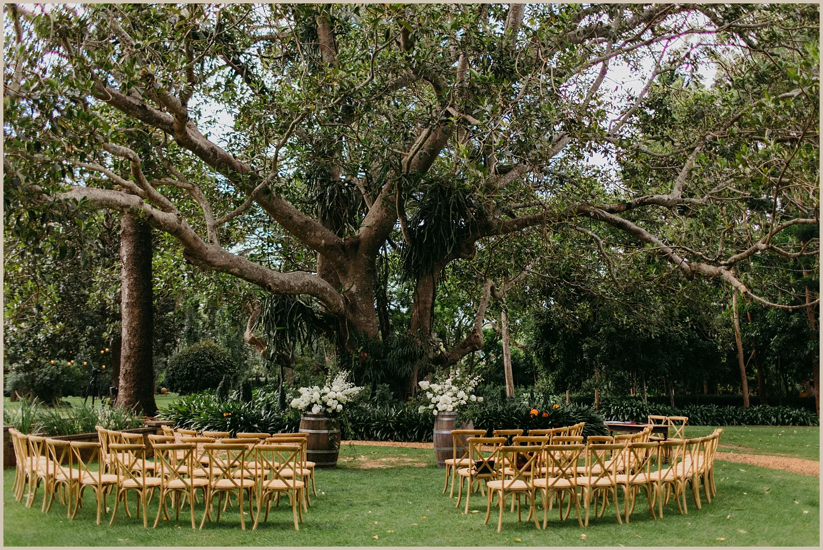 Chairs arranged in a circle for a ceremony